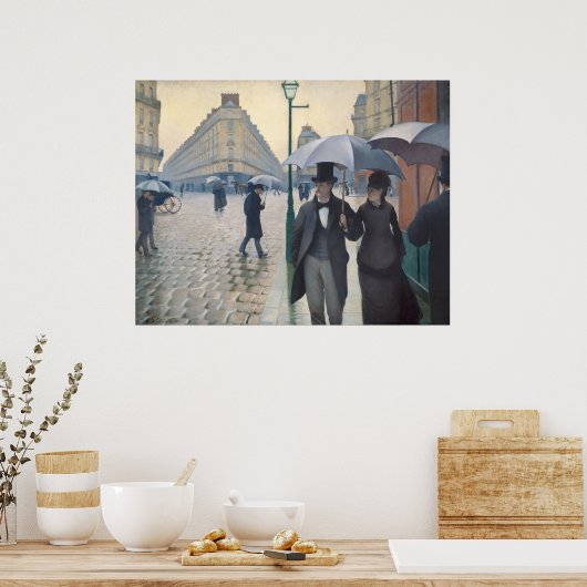 Caillebotte Rue de Paris, temps de pluie Poster (Keuken)