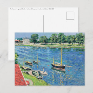 Caillebotte - Seine at Argenteuil, Boats at anchor Briefkaart