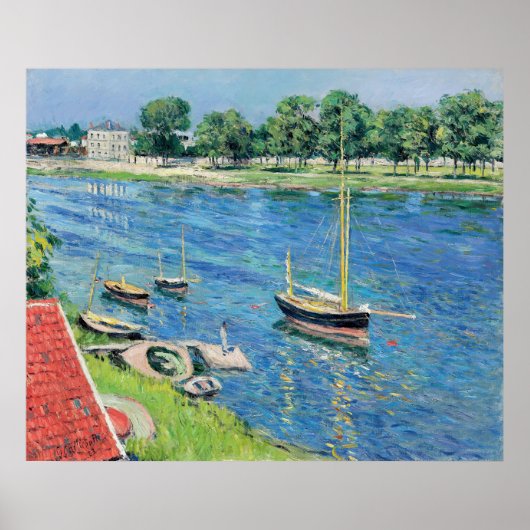 Caillebotte - Seine at Argenteuil, Boats at anchor Poster (Voorkant)
