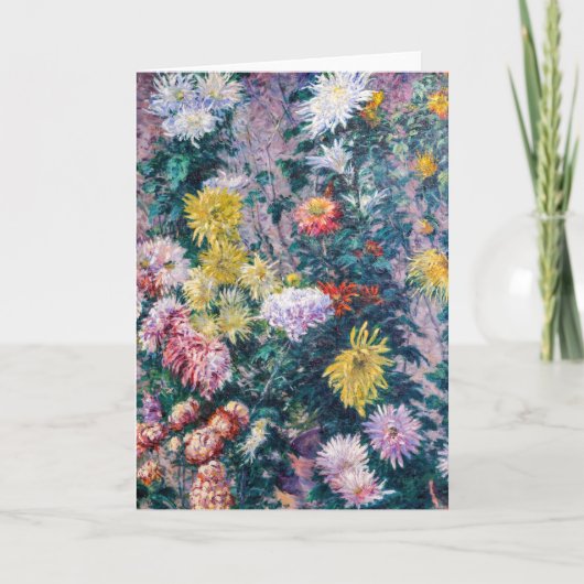 Caillebotte - Witte en Gele Chrysanten Kaart (Voorkant)