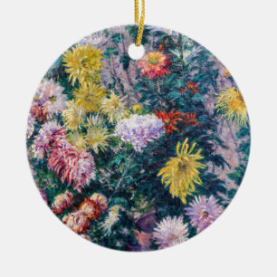 Caillebotte - Witte en Gele Chrysanten Keramisch Ornament