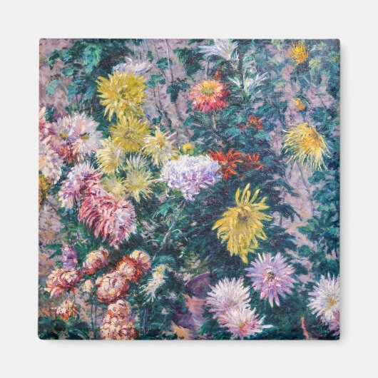 Caillebotte - Witte en Gele Chrysanten Magneet (Voorkant)