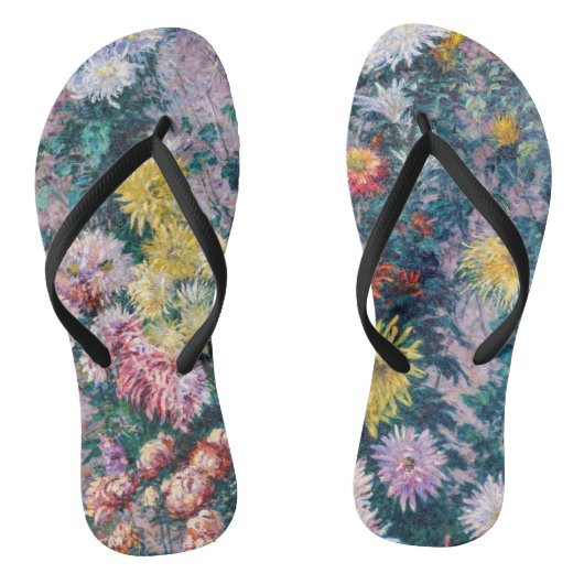 Caillebotte - Witte en Gele Chrysanten Teenslippers (Voetbed)