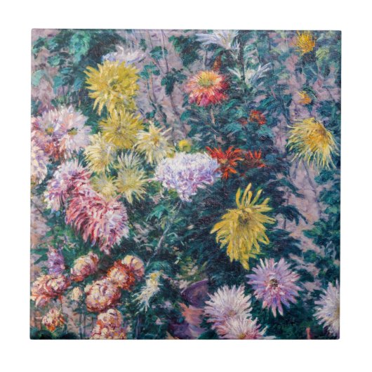 Caillebotte - Witte en Gele Chrysanten Tegeltje (Voorkant)