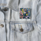 Caillebotte - Witte en Gele Chrysanten Vierkante Button 5,1 Cm (In situ)