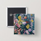 Caillebotte - Witte en Gele Chrysanten Vierkante Button 5,1 Cm (Voorkant /achterkant)