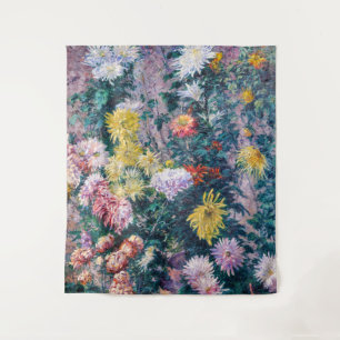 Caillebotte - Witte en gele chrysanten Wandkleed