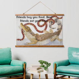 Caimans die een slang eten hangend wandkleed