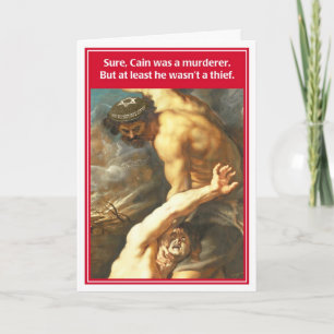 Cain Abel Not Brother's Kippah Funny Birthday Card Kaart