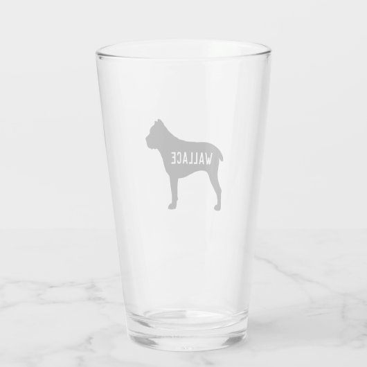 Cain Corso Dog Silhouette Personalized Canine Glas (Achterkant)
