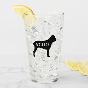 Cain Corso Dog Silhouette Personalized Canine Glas