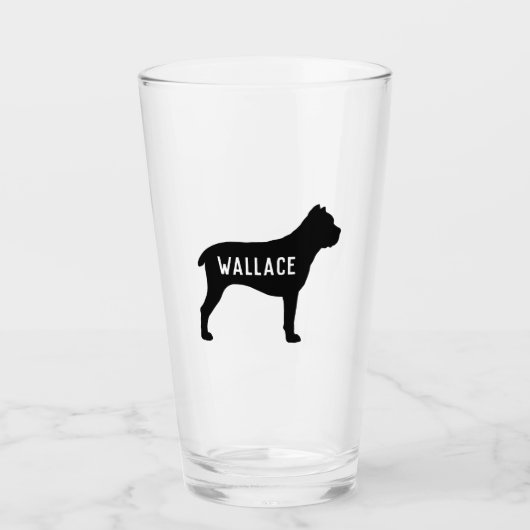 Cain Corso Dog Silhouette Personalized Canine Glas (Voorkant)