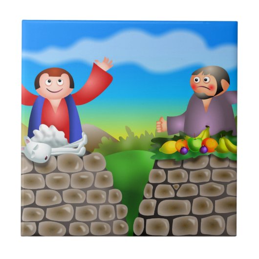 Cain en Abel Tegeltje (Voorkant)