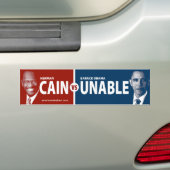 CAIN vs. UNABLE Herman Cain Bumpersticker (Op auto)