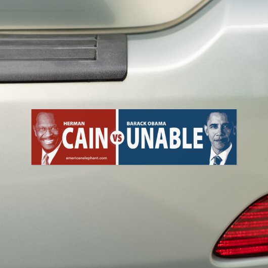 CAIN vs. UNABLE Herman Cain Bumpersticker (Op auto)