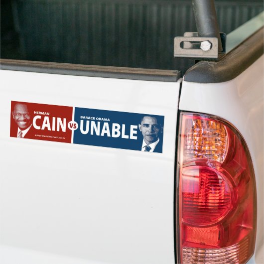 CAIN vs. UNABLE Herman Cain Bumpersticker (Op Truck)