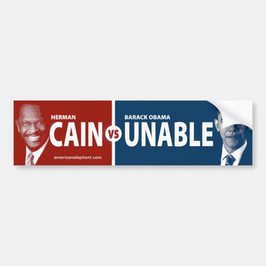 CAIN vs. UNABLE Herman Cain Bumpersticker (Voorkant)