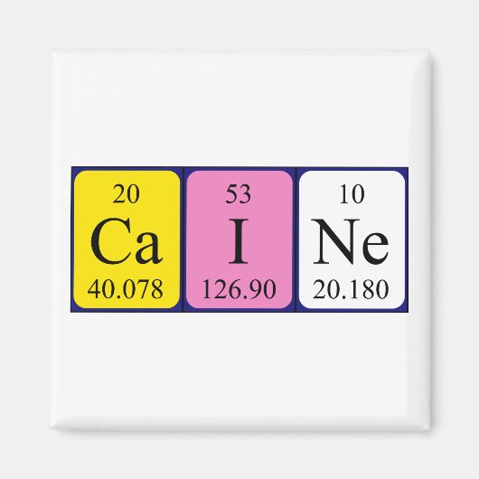 Caine periodiek table name magnet (Voorkant)