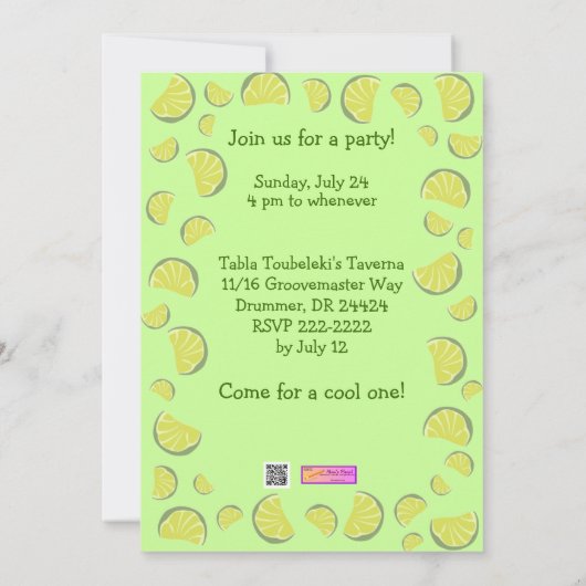 Caipirinha Cocktail Party Uitnodiging (Achterkant)