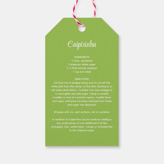 Caipirinha Recipe Gift Label Cadeaulabel (Achterkant)