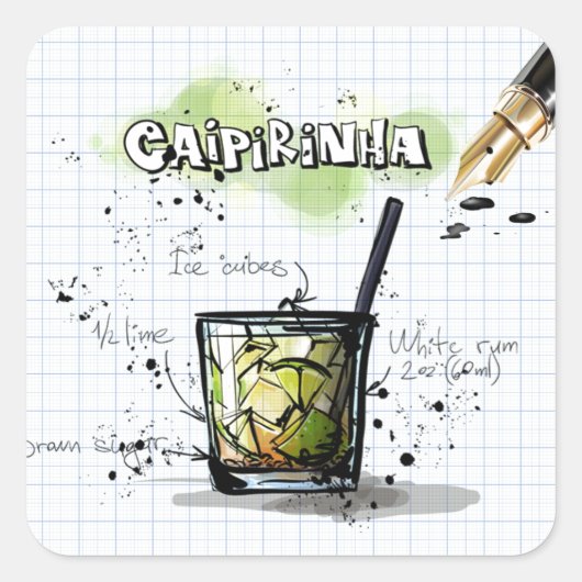 Caipirinha Vierkante Sticker (Voorkant)