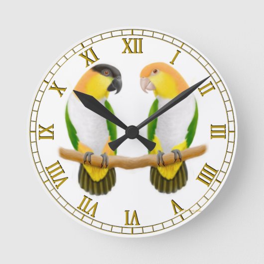 Caique Parrot Love Wall Clock Ronde Klok (Voorkant)