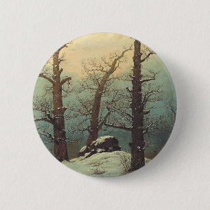 Cairn in de sneeuw van Caspar David Friedrich Ronde Button 5,7 Cm