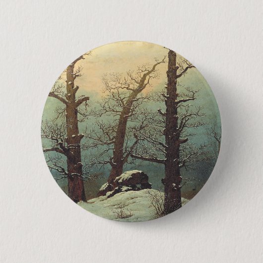 Cairn in de sneeuw van Caspar David Friedrich Ronde Button 5,7 Cm (Voorkant)