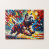 Cairn Terrier Acryl Kunst: Brindle Cairn Legpuzzel (Horizontaal)