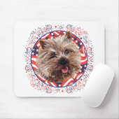 Cairn Terrier Amerikaanse Vlag Viering Muismat (Met muis)