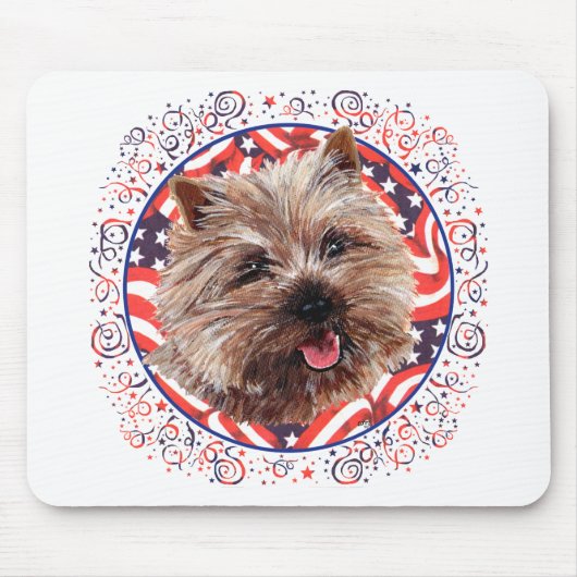 Cairn Terrier Amerikaanse Vlag Viering Muismat (Voorkant)