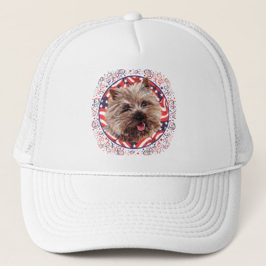 Cairn Terrier Amerikaanse Vlag Viering Trucker Pet (Voorkant)