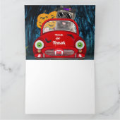 Cairn Terrier Bestuurt Auto Griezige Halloween Kaart (Binnen)