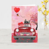 Cairn Terrier Bestuurt Auto met Hartjes Valentijns Kaart (Gele Bloem)