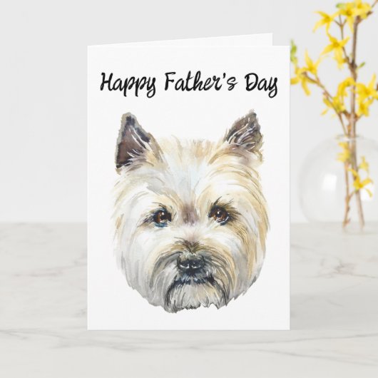 Cairn Terrier Bewerkbare Hond Papa Vaderdag Kaart (Gele Bloem)