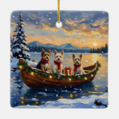Cairn Terrier Christmas Boat Holiday Keramisch Ornament (Achterkant)