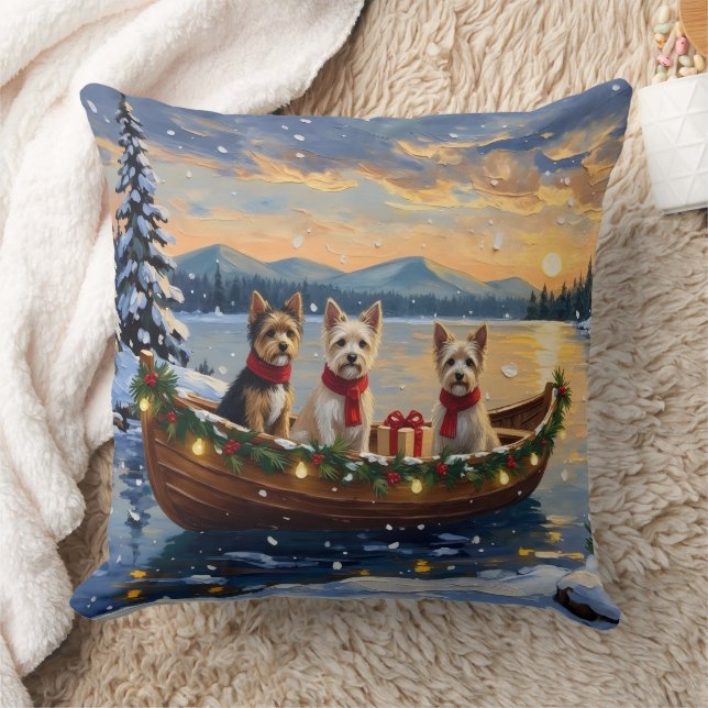Cairn Terrier Christmas Boat Holiday Kussen (Deken)