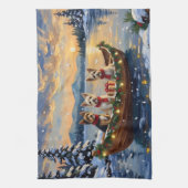 Cairn Terrier Christmas Boat Holiday Theedoek (Verticaal)