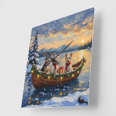 Cairn Terrier Christmas Boat Holiday Vierkante Klok (Hoek)