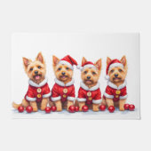 Cairn Terrier Christmas Dress Santa Hat Deurmat (Voorkant)