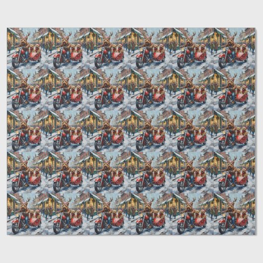 Cairn Terrier Christmas Motorcycle Parade Holiday Cadeaupapier (Vlak)