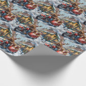 Cairn Terrier Christmas Motorcycle Parade Holiday Cadeaupapier (Hoek)