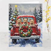 Cairn Terrier Christmas Red Truck Holiday Kaart (Gele Bloem)
