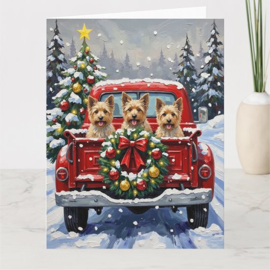 Cairn Terrier Christmas Red Truck Holiday Kaart (Voorkant)