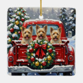 Cairn Terrier Christmas Red Truck Holiday Keramisch Ornament (Achterkant)