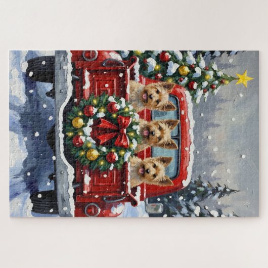 Cairn Terrier Christmas Red Truck Holiday Legpuzzel (Horizontaal)