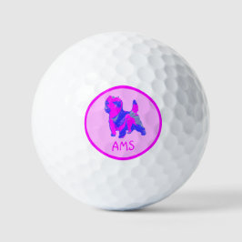 Cairn Terrier Cute Pink Dog Silhouette Monogram Golfballen