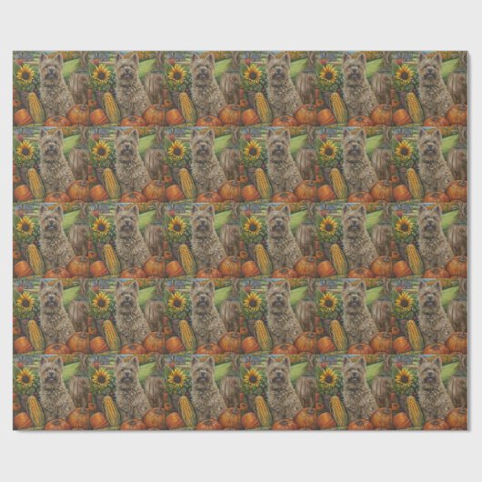 Cairn Terrier Dog Autumn Harvest Thanksgiving Cadeaupapier (Vlak)
