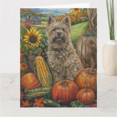 Cairn Terrier Dog Autumn Harvest Thanksgiving Kaart (Voorkant)
