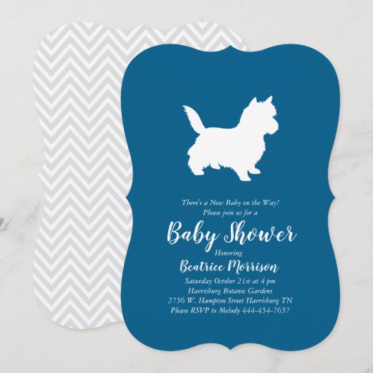 Cairn Terrier Dog Baby shower Blue Boy Kaart (Voorkant / Achterkant)
